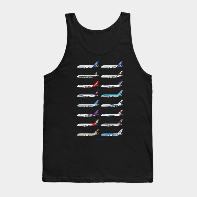 Airbus A380 Operators Illustration Tank Top by SteveHClark